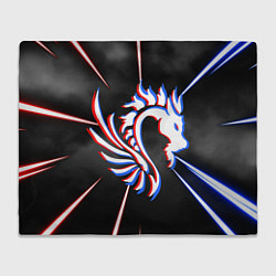 Плед флисовый Трехцветный неоновый дракон, цвет: 3D-велсофт