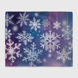 Плед флисовый Снежинки на фиолетово-синем фоне, цвет: 3D-велсофт