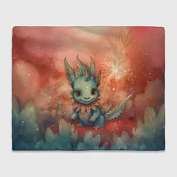 Плед флисовый Праздничный дракон с искрами, цвет: 3D-велсофт