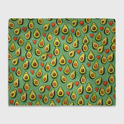 Плед флисовый Авокадо и сердечки, цвет: 3D-велсофт