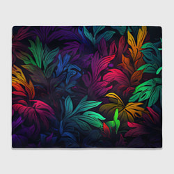 Плед флисовый Яркие абстрактные листья, цвет: 3D-велсофт