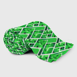 Плед флисовый Зелёные треугольники и белые полосы, цвет: 3D-велсофт — фото 2