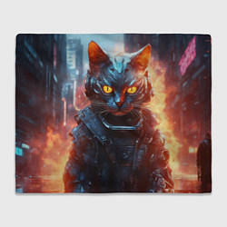 Плед Пламенный кот в стиле киберпанк