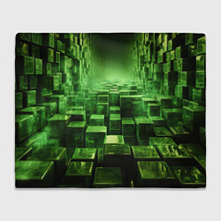 Плед флисовый Зеленые квадраты в лабиринте, цвет: 3D-велсофт