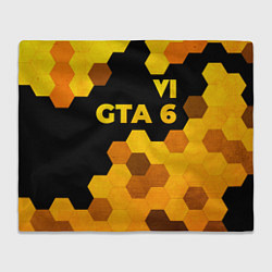 Плед флисовый GTA 6 - gold gradient посередине, цвет: 3D-велсофт