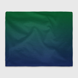 Плед флисовый Темно-зеленый и синий градиент, цвет: 3D-велсофт