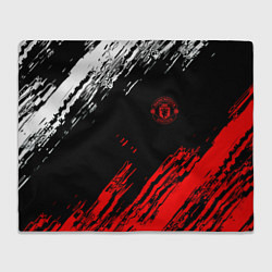 Плед флисовый ФК Манчестер Юнайтед спортивные краски, цвет: 3D-велсофт