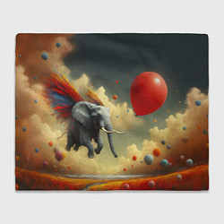 Плед флисовый Сюрреалистичный слон летит за шариком, цвет: 3D-велсофт