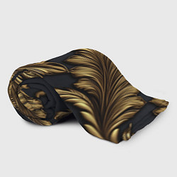 Плед флисовый Золотые узоры в виде листьев, цвет: 3D-велсофт — фото 2