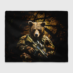 Плед Медведь солдат в дремучем лесу