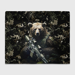 Плед Медведь солдат с винтовкой
