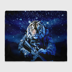 Плед Тигр солдат снег и звезды