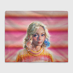 Плед флисовый Энид Синклер - арт и текстура розового свитера, цвет: 3D-велсофт