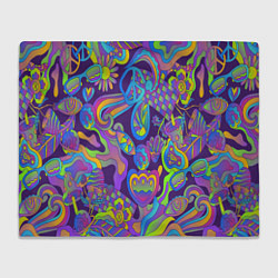 Плед флисовый Психоделические цветы, цвет: 3D-велсофт