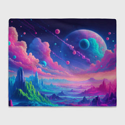 Плед Fantastic space landscape - neon glow