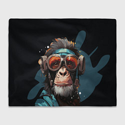 Плед флисовый Крутая обезьяна в очках, цвет: 3D-велсофт
