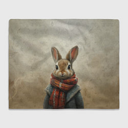 Плед флисовый Кролик в шарфе, цвет: 3D-велсофт