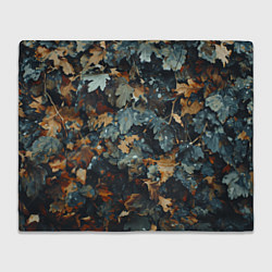 Плед флисовый Реалистичный камуфляж из сухих листьев, цвет: 3D-велсофт