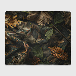 Плед Реалистичный охотничий камуфляж из ткани и листьев