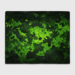 Плед флисовый Яркий неоновый зеленый камуфляж, цвет: 3D-велсофт