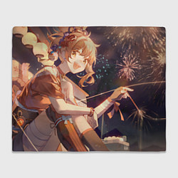 Плед флисовый Genshin Impact Ёимия smile fireworks, цвет: 3D-велсофт