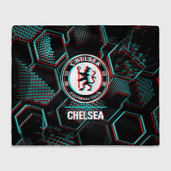 Плед Chelsea FC в стиле glitch на темном фоне