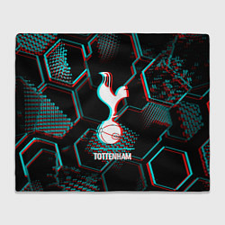 Плед флисовый Tottenham FC в стиле glitch на темном фоне, цвет: 3D-велсофт