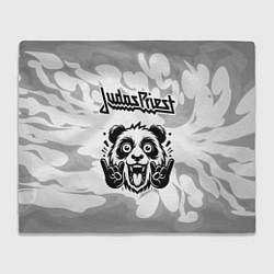 Плед Judas Priest рок панда на светлом фоне
