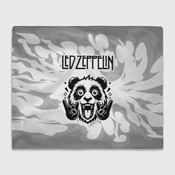 Плед Led Zeppelin рок панда на светлом фоне