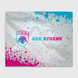 Плед флисовый AEK Athens neon gradient style по-горизонтали, цвет: 3D-велсофт