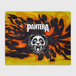 Плед флисовый Pantera рок панда и огонь, цвет: 3D-велсофт