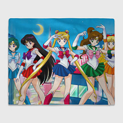 Плед флисовый Sailor Moon Усаги Ами Рей Макото Минако, цвет: 3D-велсофт