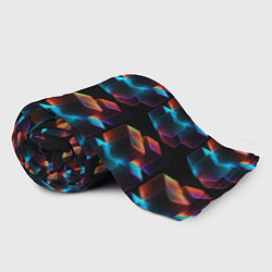 Плед флисовый Разноцветные неоновые кубы, цвет: 3D-велсофт — фото 2