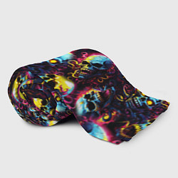 Плед флисовый Разноцветные черепушки с щупальцами, цвет: 3D-велсофт — фото 2