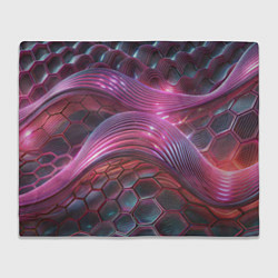 Плед флисовый Волны и гексагон сетка, цвет: 3D-велсофт