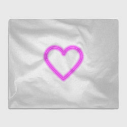 Плед флисовый Неоновое сиреневое сердце, цвет: 3D-велсофт