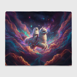 Плед Космос и кот едет верхом на альпаке