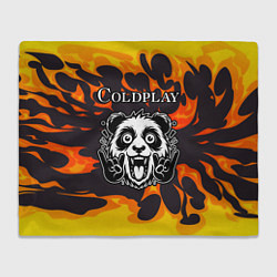Плед флисовый Coldplay рок панда и огонь, цвет: 3D-велсофт