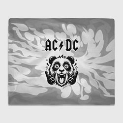 Плед флисовый AC DC рок панда на светлом фоне, цвет: 3D-велсофт