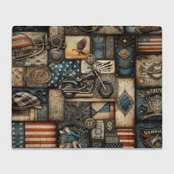 Плед Patchwork with a motorcycle - ai art