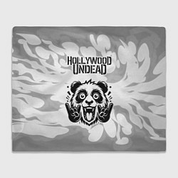 Плед флисовый Hollywood Undead рок панда на светлом фоне, цвет: 3D-велсофт