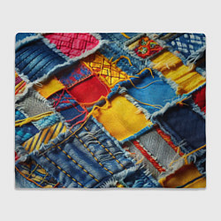 Плед флисовый Colorful denim patchwork - ai art, цвет: 3D-велсофт