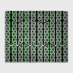 Плед Бело-зелёные треугольники на чёрном фоне