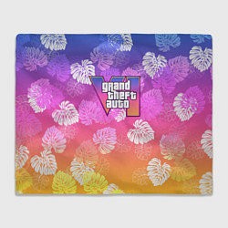 Плед флисовый Grand Theft Auto VI - пальмы, цвет: 3D-велсофт
