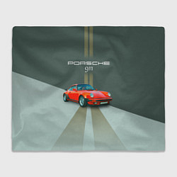 Плед флисовый Porsche спортивный немецкий автомобиль, цвет: 3D-велсофт