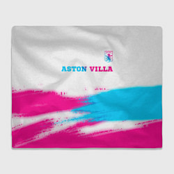 Плед флисовый Aston Villa neon gradient style посередине, цвет: 3D-велсофт