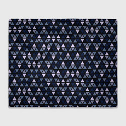 Плед флисовый Чёрно-синий паттерн треугольники, цвет: 3D-велсофт