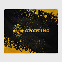 Плед флисовый Sporting - gold gradient по-горизонтали, цвет: 3D-велсофт