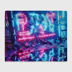 Плед флисовый Разбитая неоновая вывеска - мегаполис, цвет: 3D-велсофт