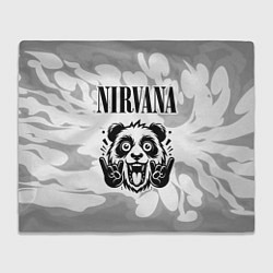 Плед Nirvana рок панда на светлом фоне